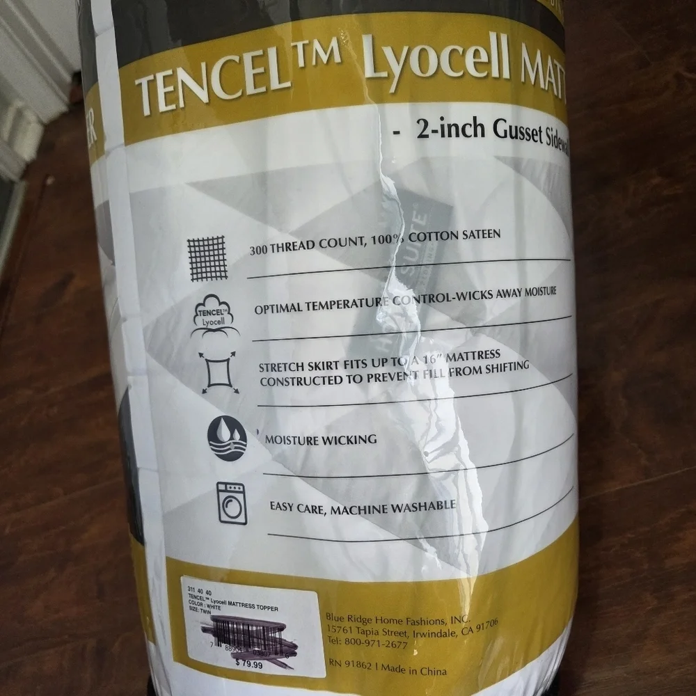 Hotel Suite Tencel Cooling Hypoallergenic Twin Size 2inch Mattress Topper